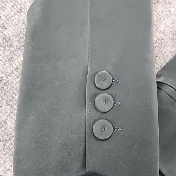 BLANKNYC Blazer Womens Small Green Vegan Faux Leather Double Breasted Pockets - Picture 13 of 16